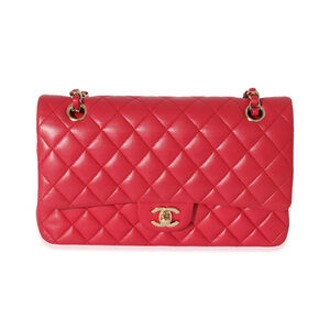 Chanel Dark Pink Quilted Lambskin Medium Classic Double Flap Bag